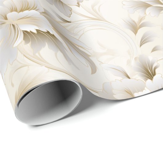 Ethereal Elegance: Weiße und Elfenbeinblumen Geschenkpapier (Rolleneckpunkt)
