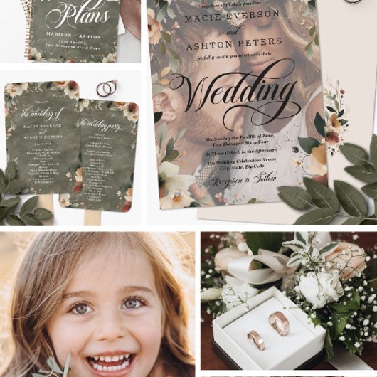 Ethereal Elegance Wildblume Foto Overlay Wedding Einladung