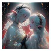 Ethereal Elf Lovers – Cosmic Fantasy Wall Art Poster (Vorderseite)