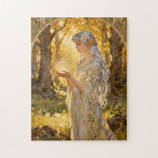 Ethereal Elf Maiden in Art Nouveau Style Puzzle