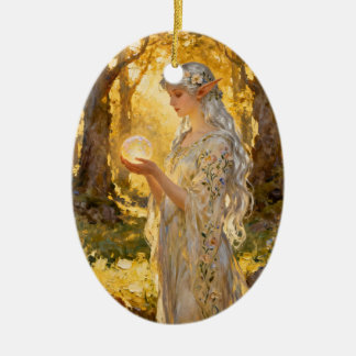 Ethereal Elf Maiden - Jugendstil Keramik Ornament