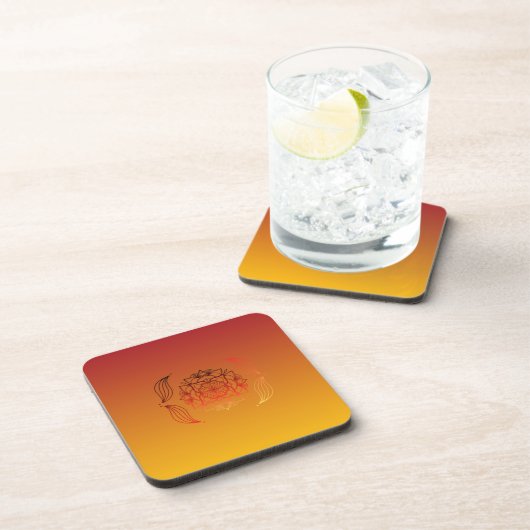 Ethereal Embers – Red & Orange Floral Art Getränkeuntersetzer (Rechte Seite)