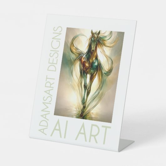 Ethereal Emerald Stallion Luminous Abstract Horse  Sockelschild (Vorderseite)