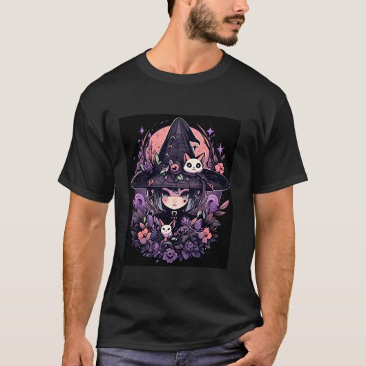Ethereal Enigma Halloween Hexe Graphic Long Sleev T-Shirt (Vorderseite)