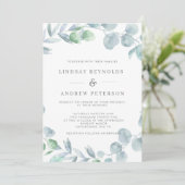 Ethereal Eucalyptus Dusty Blue Wedding Einladung (Stehend Vorderseite)