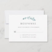 Ethereal Eucalyptus Dusty Blue Wedding RSVP Karte (Vorderseite)