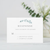 Ethereal Eucalyptus Dusty Blue Wedding RSVP Karte (Stehend Vorderseite)