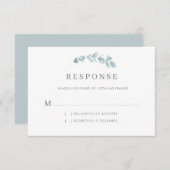 Ethereal Eucalyptus Dusty Blue Wedding RSVP Karte (Vorne/Hinten)