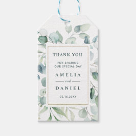Ethereal Eucalyptus Gold Green Wedding Vielen Dank Geschenkanhänger