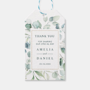 Ethereal Eucalyptus Gold Green Wedding Vielen Dank Geschenkanhänger