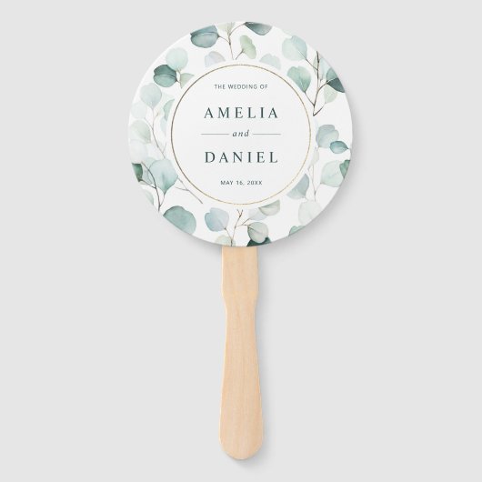 Ethereal Eukalyptus Gold Greenerity Wedding Progra Fächer (Vorderseite)