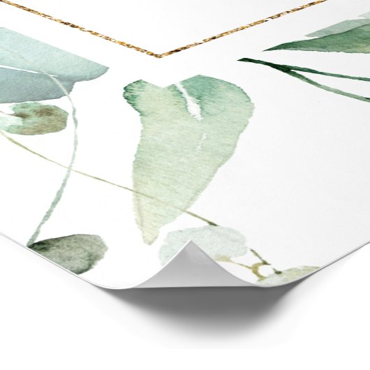Ethereal Eukalyptus Gold Greenerity Wedding Willko Poster (Ecke)