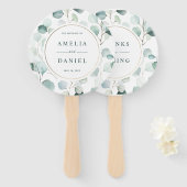 Ethereal Eukalyptus Gold Rahmen Greenerity Wedding Fächer (Vorne und Hinten)