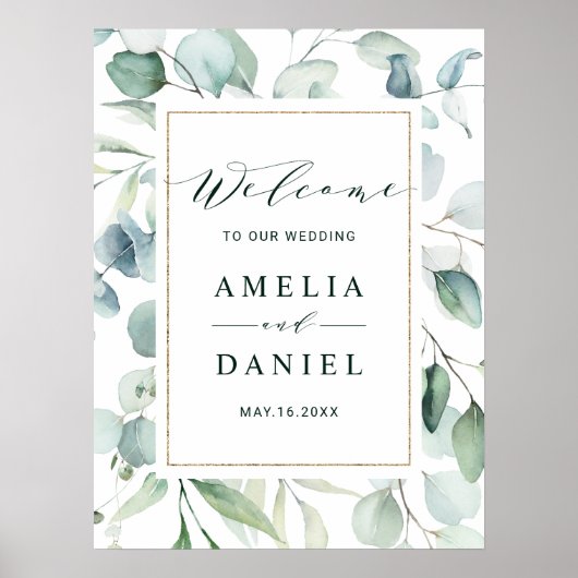 Ethereal Eukalyptus Greenerity Wedding Welcome Sig Poster (Vorne)