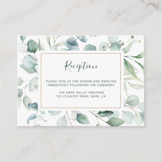 Ethereal Eukalyptus Greenery Hochzeitempfang Begleitkarte (Vorderseite)