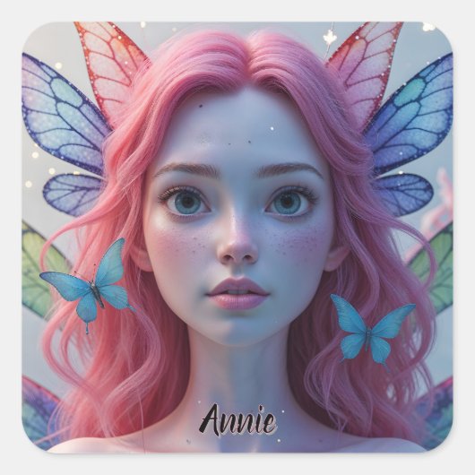 Ethereal Fairy Girl: Square Sticker (Vorderseite)