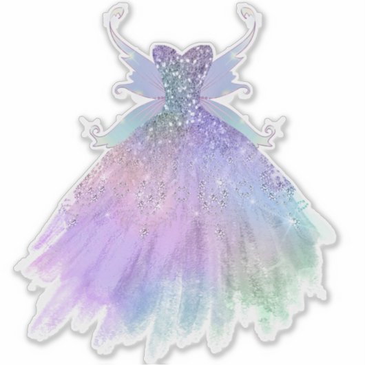 Ethereal Fairy Gown | Rainbow Ombre Pastel Sheen Aufkleber (Vorderseite)