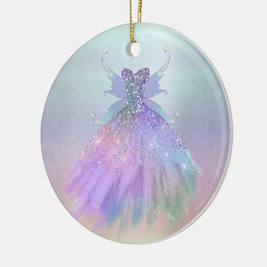 Ethereal Fairy Gown | Rainbow Ombre Pastel Sheen Keramik Ornament (Links)