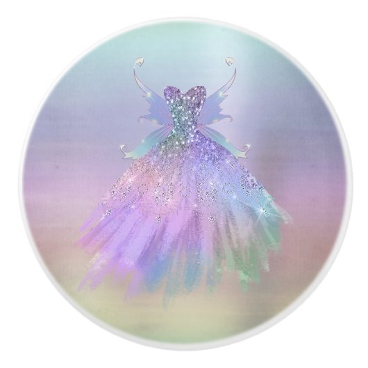 Ethereal Fairy Gown | Rainbow Ombre Pastel Sheen Keramikknauf (Vorderseite)