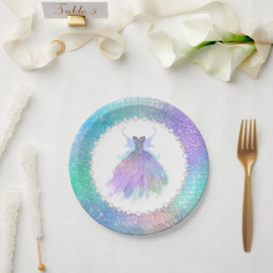 Ethereal Fairy Gown Rainbow Ombre Pastel Sheen Pappteller