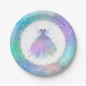 Ethereal Fairy Gown | Rainbow Ombre Pastel Sheen Pappteller (Vorderseite)