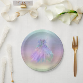 Ethereal Fairy Gown | Rainbow Ombre Pastel Sheen Pappteller