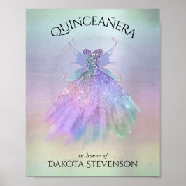 Ethereal Fairy Gown | Rainbow Ombre Pastel Sheen Poster