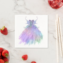 Ethereal Fairy Gown | Rainbow Ombre Pastel Sheen Serviette