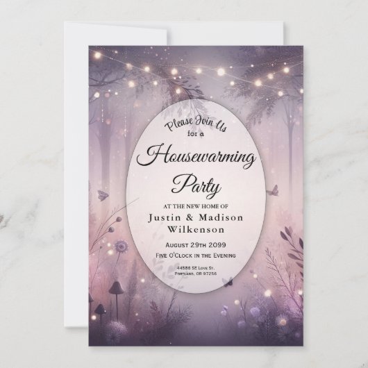 Ethereal Fairy Lights Forest Housewarming Party Einladung (Vorderseite)