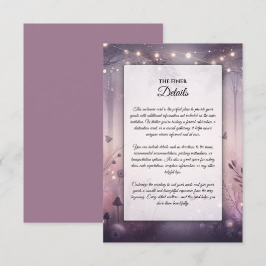 Ethereal Fairy Lights Forest Wedding Begleitkarte (Vorne/Hinten)