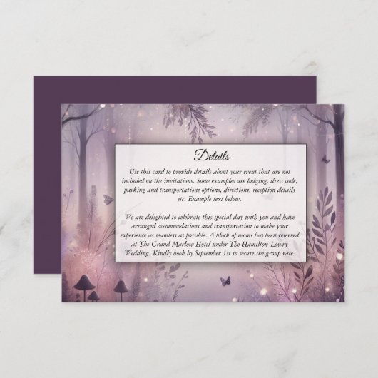 Ethereal Fairy Lights Forest Wedding Begleitkarte (Vorne/Hinten)