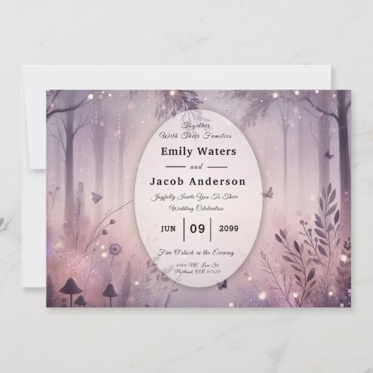 Ethereal Fairy Lights Forest Wedding Einladung (Vorderseite)