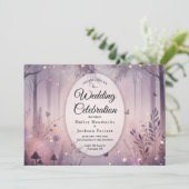 Ethereal Fairy Lights Forest Wedding Einladung (Stehend Vorderseite)
