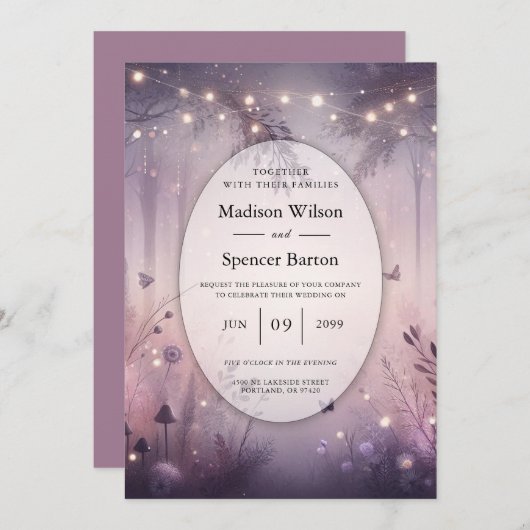 Ethereal Fairy Lights Forest Wedding Einladung (Vorne/Hinten)