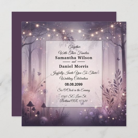 Ethereal Fairy Lights Forest Wedding Einladung (Vorne/Hinten)