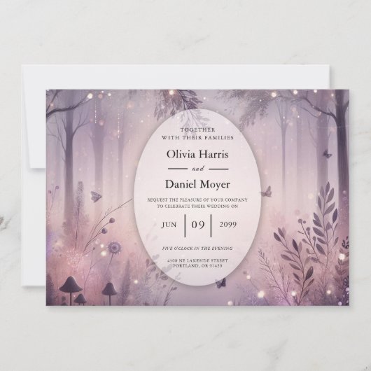 Ethereal Fairy Lights Forest Wedding Einladung (Vorderseite)