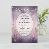 Ethereal Fairy Lights Forest Wedding Einladung (Stehend Vorderseite)
