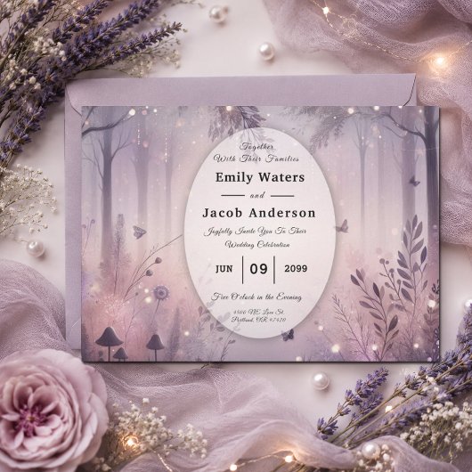Ethereal Fairy Lights Forest Wedding Einladung
