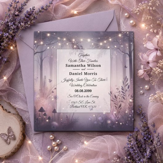 Ethereal Fairy Lights Forest Wedding Einladung
