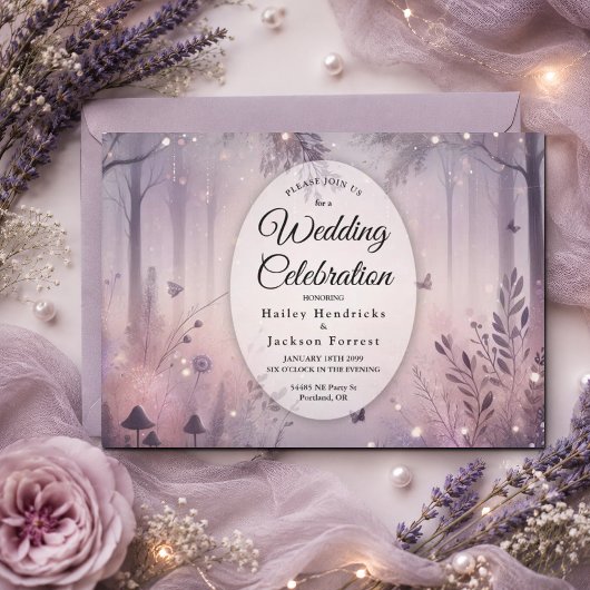 Ethereal Fairy Lights Forest Wedding Einladung