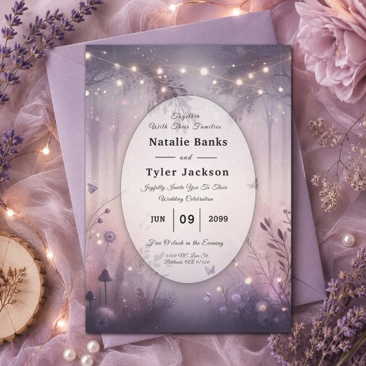 Ethereal Fairy Lights Forest Wedding Einladung