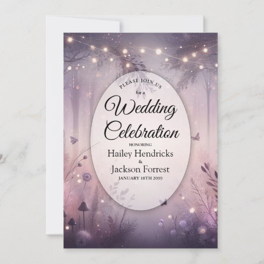 Ethereal Fairy Lights Forest Wedding Einladung (Vorderseite)