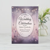 Ethereal Fairy Lights Forest Wedding Einladung (Stehend Vorderseite)
