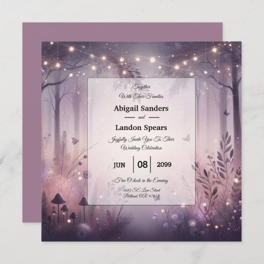 Ethereal Fairy Lights Forest Wedding Einladung (Vorne/Hinten)