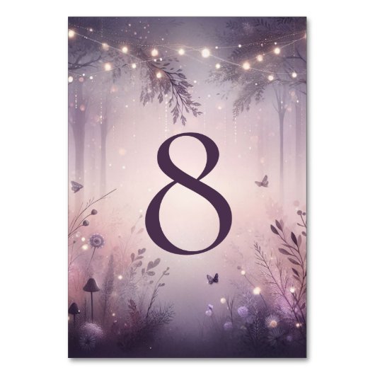 Ethereal Fairy Lights Forest Wedding Tischnummer (Vorderseite)