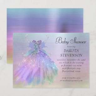 Ethereal Fairy Wing Gown Rainbow Pastel Sheen Einladung