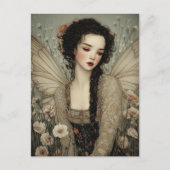 Ethereal Fairy With Wings in flower Garden Art Postkarte (Vorderseite)