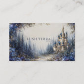 Ethereal Fairytale Castle Blue Floral Misty Forest Visitenkarte (Vorderseite)