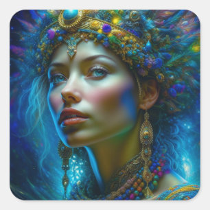 Ethereal Fantasy Art Prinzessin Warrior Beautiful Quadratischer Aufkleber