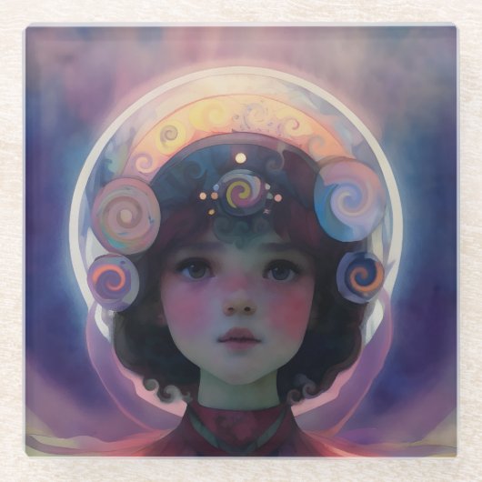 Ethereal Fantasy Celestial Kindergarten Wächter Glasuntersetzer (Vorderseite)